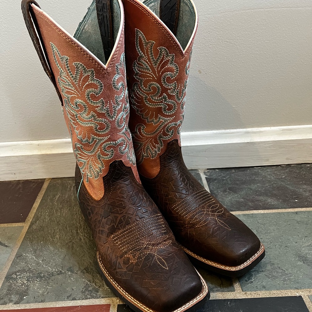 Men's Western Leather Boots - Brown and Tan